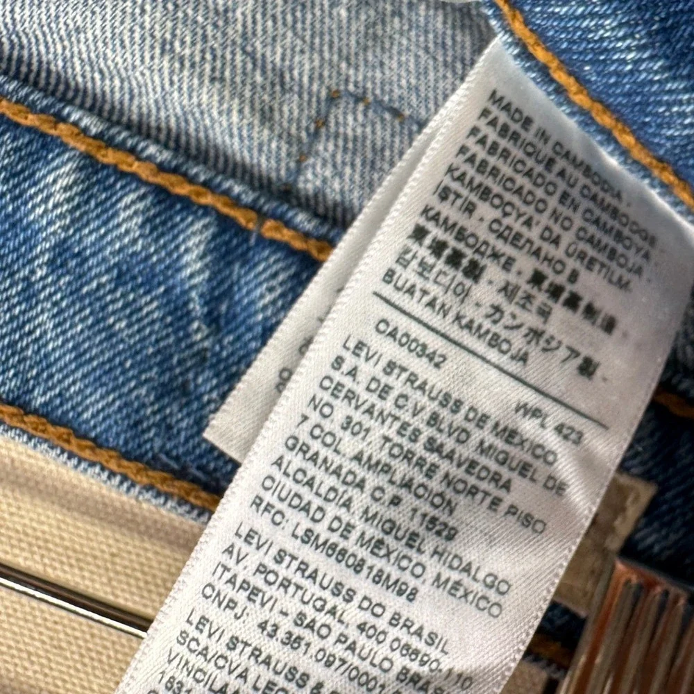 Levi's 501 Premium Jeans W25 L30 Blue Distressed High Rise Button Fly Denim